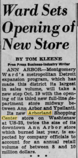 Arborland Center - Sept 1961 Wards Opening